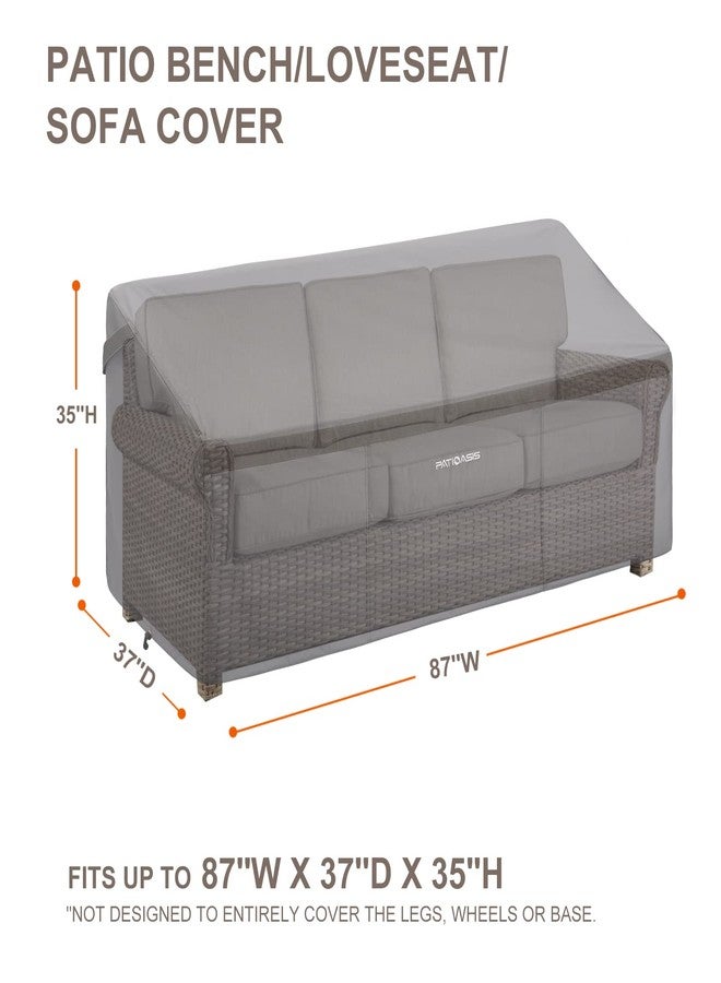 PATIOASIS Outdoor 3 Seater Outdoor Sofa Cover Grey 87 Inch Long Waterproof Heavy Duty 600D Oxford Patio Deck Furniture Covers for Loveseat All Weather Resistant Ripproof 37in Deep Outside Sofa Cover - Image 3